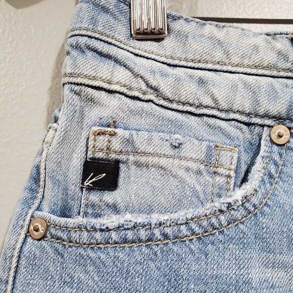 Kancan Womens Shorts Distressed Denim Cut Off Raw Hem Frayed Blue Jean Sz S 28 - Picture 7 of 13